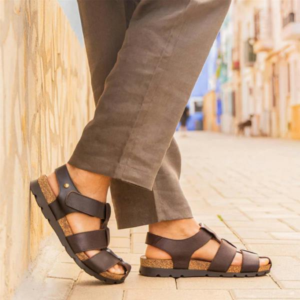 Panama Jack Men's Waterproof Bark Brown Leather Sandals - Stanley C1
