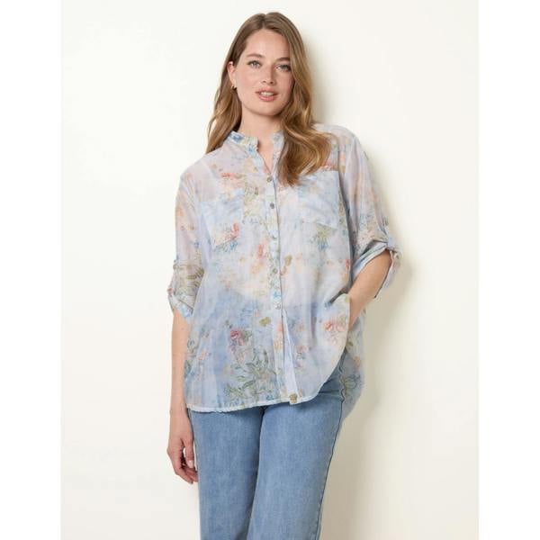 Blue Vanilla Sheer Floral Shirt