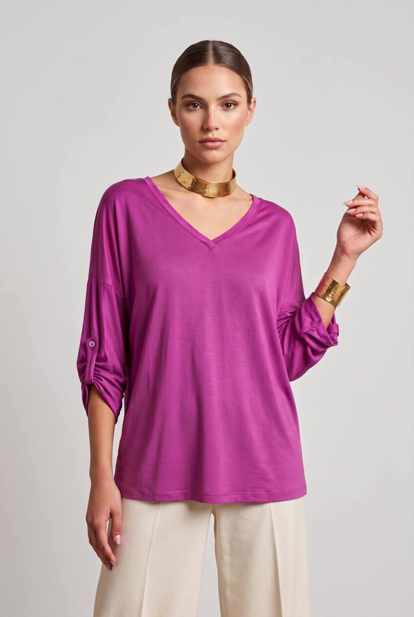 James Lakeland Satin Blouse Purple