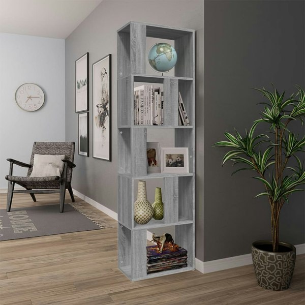Berkfield Book Cabinet Grey Sonoma 45x24x160 cm Engineered Wood