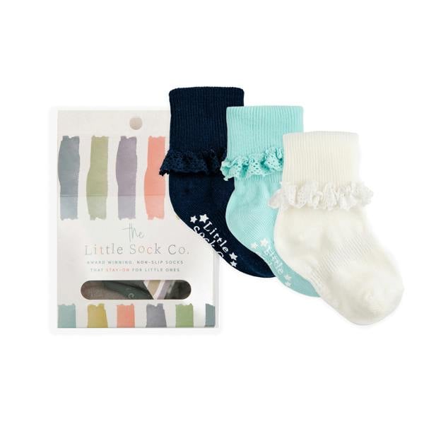 Little Sock Co. Gift Box of Socks - 3 Pairs of Frilly Non-Slip Stay-on Socks