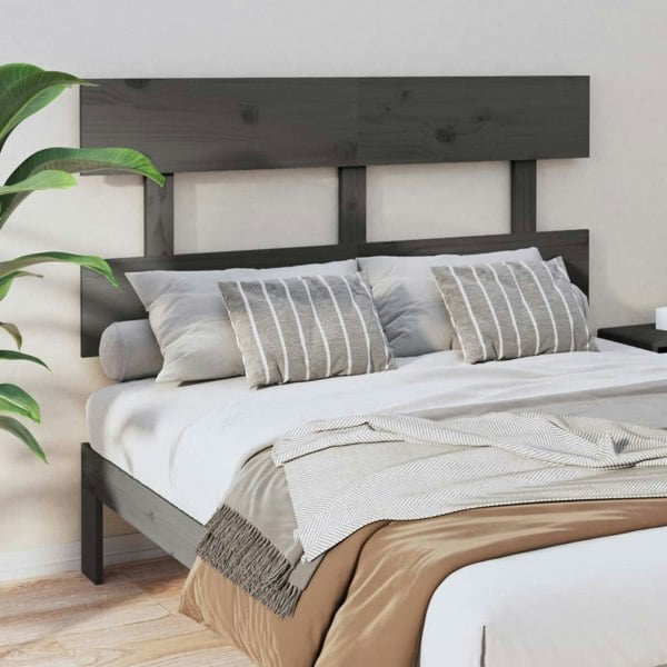 Berkfield Bed Headboard Grey 124x3x81 cm Solid Wood Pine