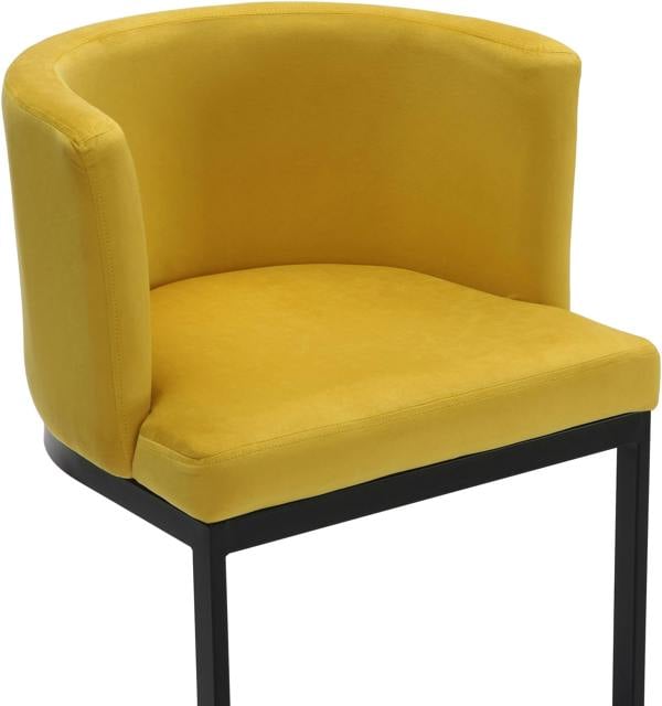 Lamboro Velino Velvet Kitchen Bar Stools, Matt Black Cantilever Frame, Seat With Backrest, Breakfast & Home Bar Stool - Mustard Yellow