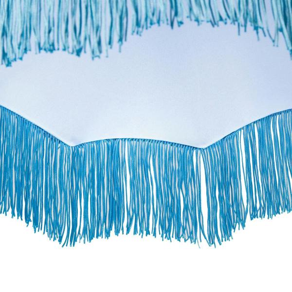 Traditional Victorian Empire Lampshade in Sky Blue Velvet with Tassels Image 5