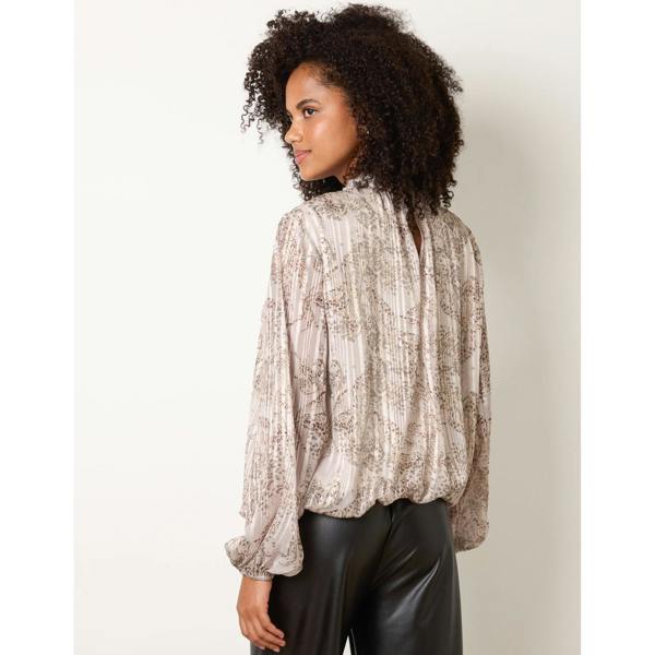 Blue Vanilla Rhinestone Snake Puff Ball Blouse