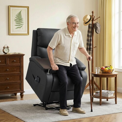 HOMCOM Riser Recliner Chair, Recliner Armchair with Massage and Heat, Black