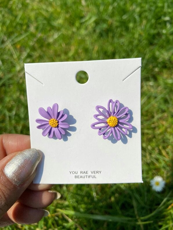 The Colourful Aura Colourful Daisy Sun Flower Summer Floral Dainty Boho Nature Stud Earrings