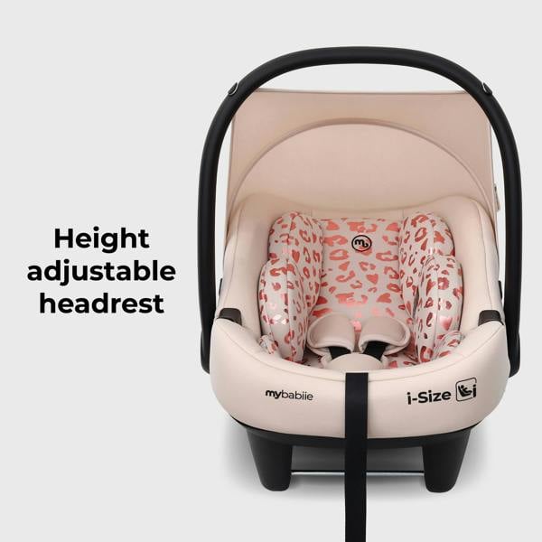 My Babiie MBCS02LT i-Size Infant Carrier Car Seat and ISOFIX Base - Blush Leopard