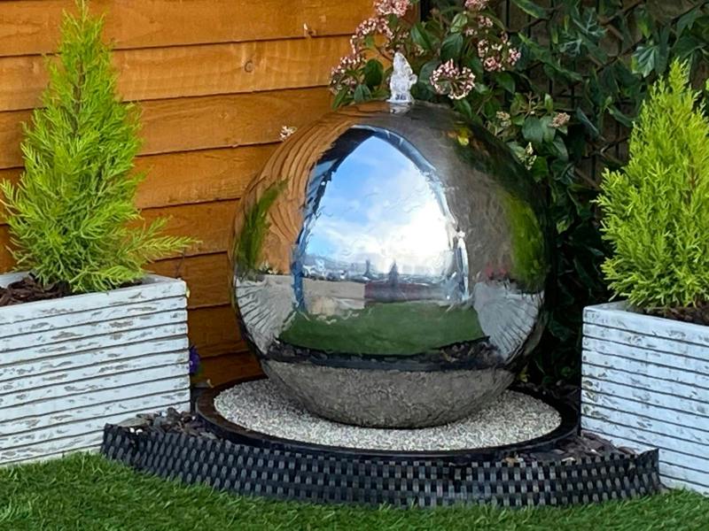 Tranquillity Water Features 50cm Stainless Steel Sphere Modern Metal Water Feature