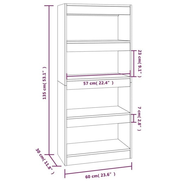 Berkfield Book Cabinet/Room Divider Smoked Oak 60x30x135 cm Engineered Wood