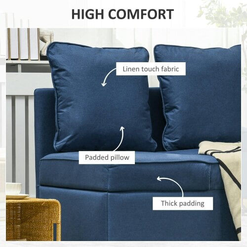 Wyld Haus Sumima Fabric Blue 3 In One Convertible Single Sofa Bed With 5 Position Adjustable Back