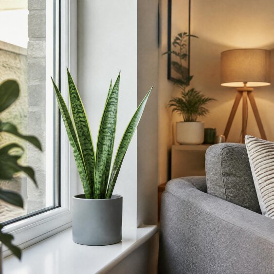 Sansevieria Superba in 12cm Pot | Air-Purifying Snake Plant for Low Light Spaces - Matt Grey Ceramic Pot - 1