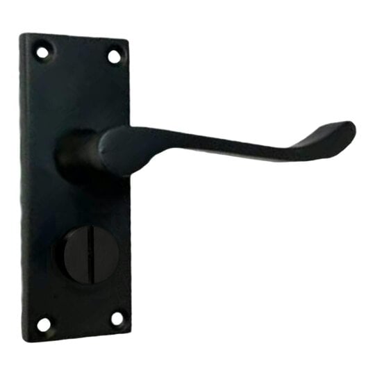 EDH Door Hardware Victorian Scroll Matt Black Bathroom Privacy Lock Door Handles 1 Pair