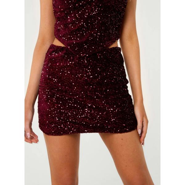 Pink Vanilla Velvet Sequin Skirt