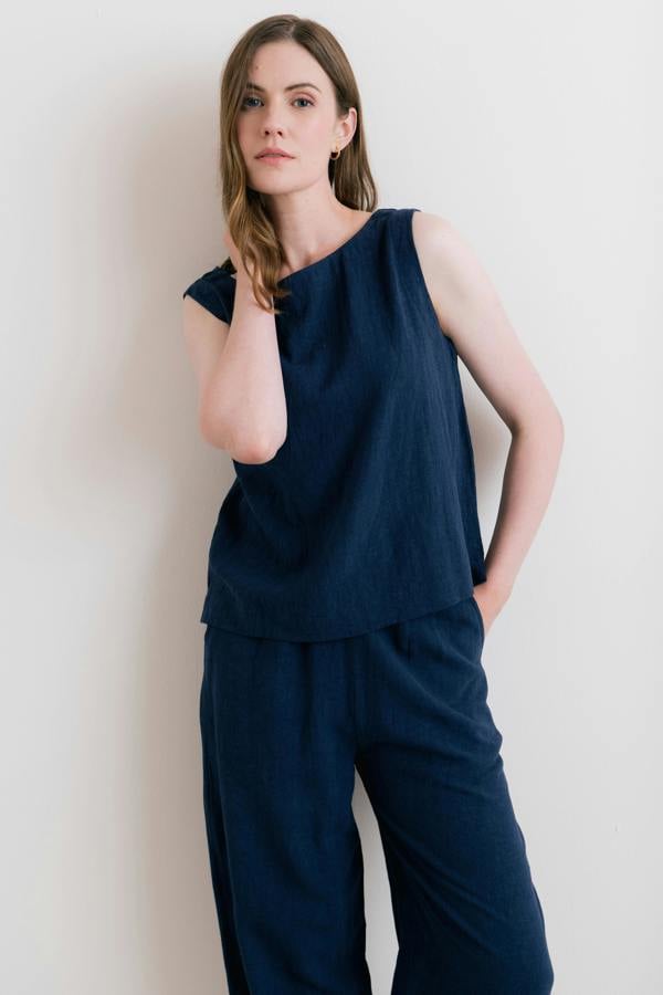 Allium Two Way Button Through Vest Navy