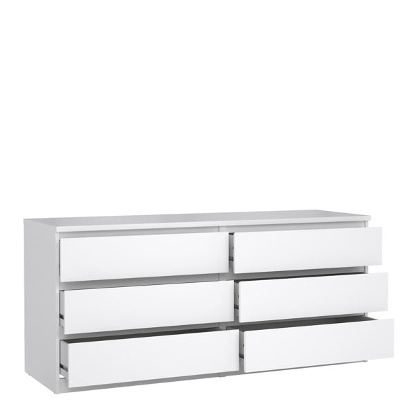 Furniture To Go Naia Wide Chest of 6 Drawers (3+3) in White High Gloss