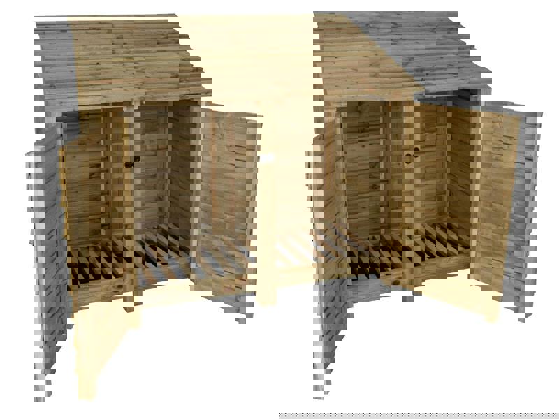 Arbor Garden Solutions Wooden Log Store with Door W-146cm, H-126cm or 180cm, D-88cm