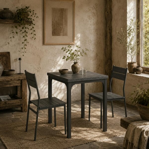 Wyld Haus Bani Wooden Grey Wood Grain 3 Piece Compact Dining Set