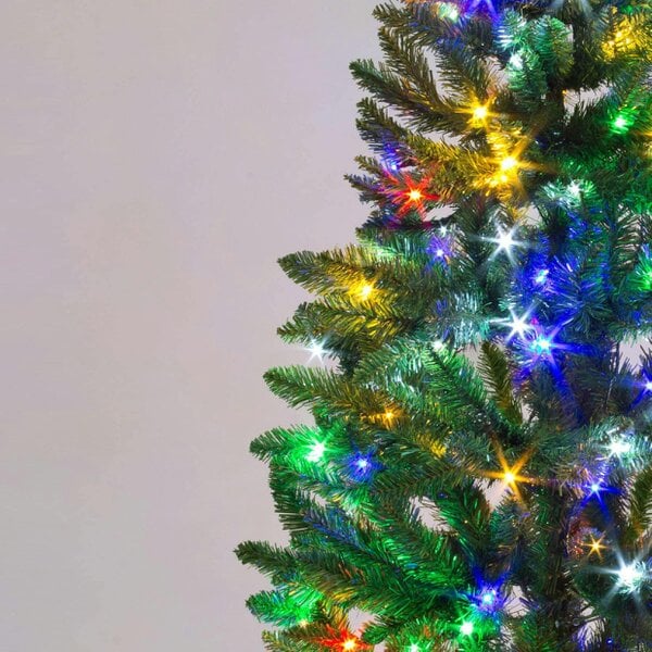 Shatchi 5ft, 6ft and 8ft Slim Green Pre-Lit Christmas Trees with Multicolour LEDs
