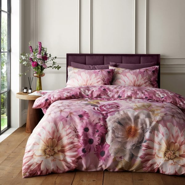 Catherine Lansfield RHS x Catherine Lansfield Rosemoor Floral So Soft Duvet Cover Set Pink