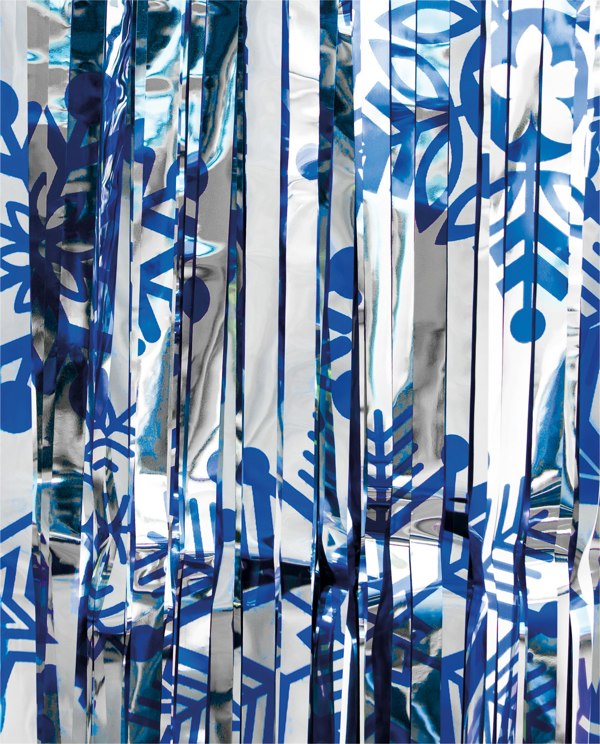 Cheetah Shimmer christmas Tinsel Curtain, 2.5M x 1M Blue