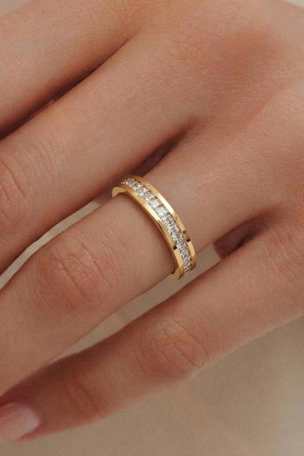 Serla Gold Plated Diamante Eternity Ring