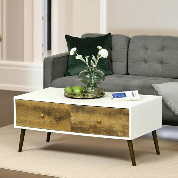 Rafaelo Mobilia Coffee Table With 4 Drawers Natural Brown