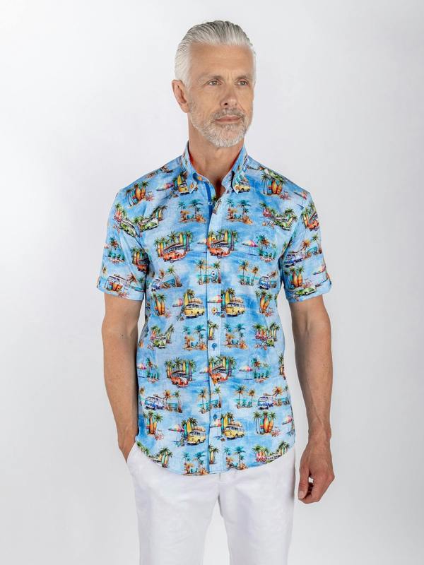 COSTAL CAMPER CRUISER PRINT SHORT SLEEVE SHIRT - Claudio Lugli Shirts