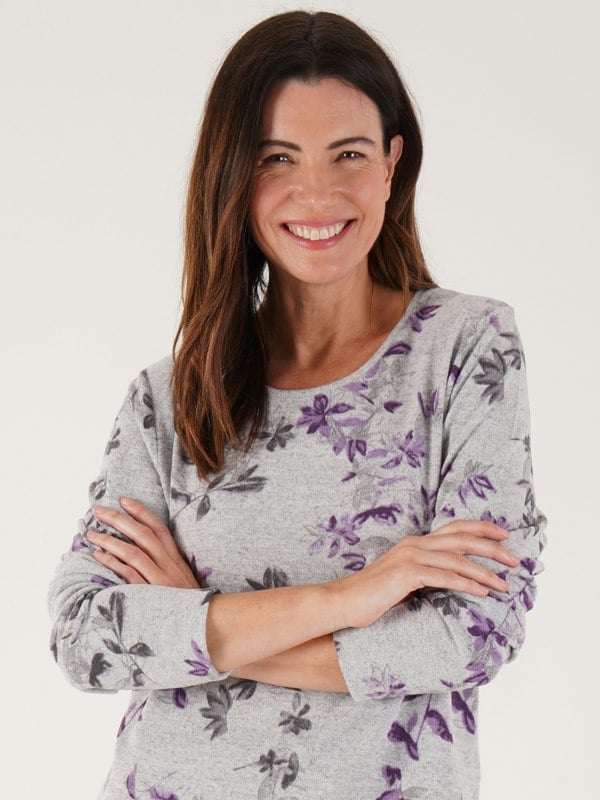 TIGI-Wear Floral Print Curved Hem Top