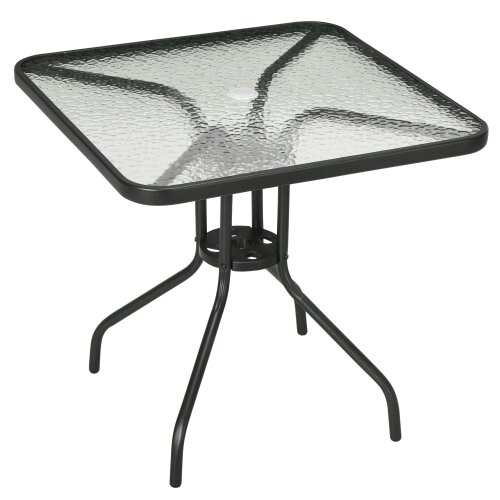 Wyld Haus Laloke Metal And Glass Square Garden Dining Table With Umbrella Hole