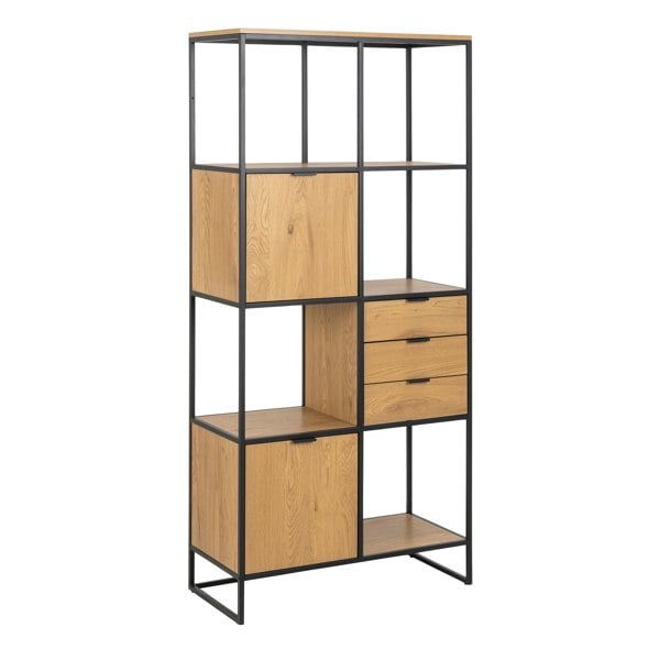 Furniture To Go Swindon Bookcase with 2 Doors, 3 drawers and 2 Shelves in Black