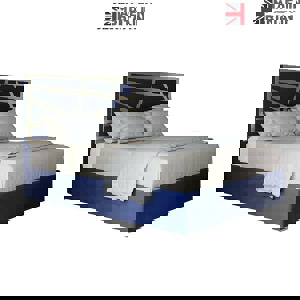 Casa Magna Arabella Upholstered Soft Velvet Metal Bed Frame - Blue