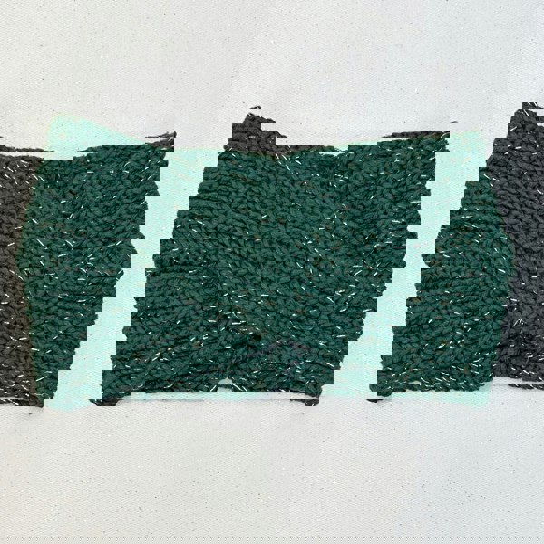 Winter Headband Green with Brooch in Organic Cotton Lurex Ear Warmer