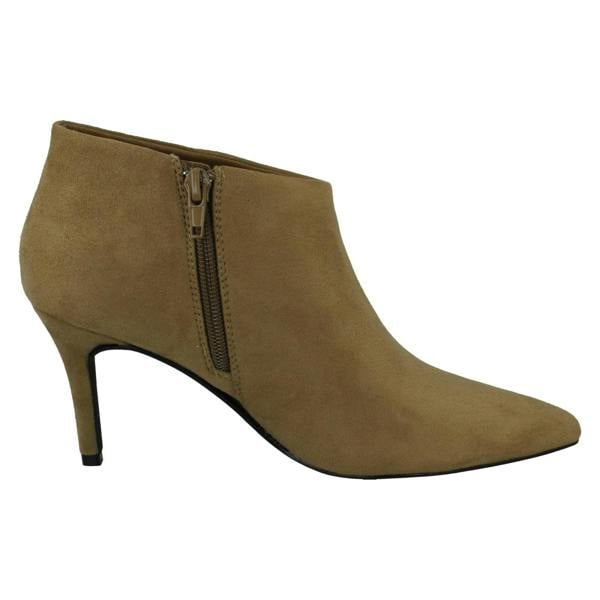 Spot On Ladies Spot On High Heel Low Cut Ankle Boot with Metal Heel Trim F51229