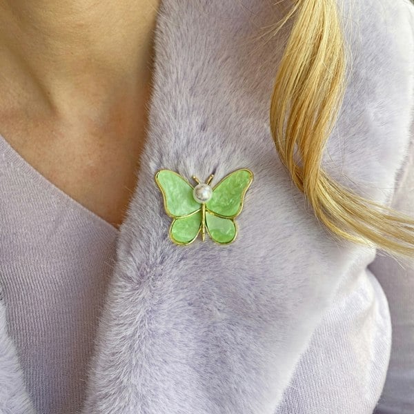 Butterfly brooch green brooch pin