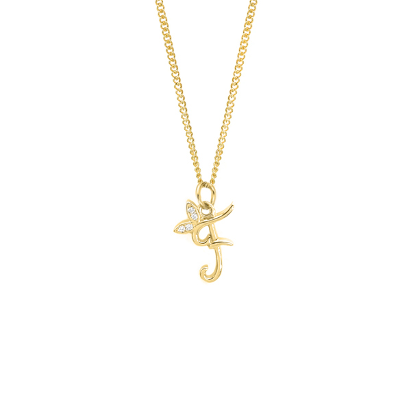Say It With Dainty Winged Initial Charm Necklace - Sterling Silver