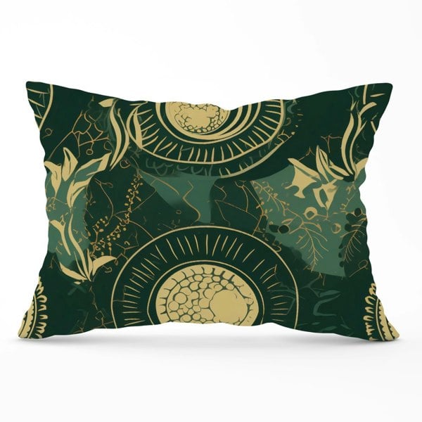 Warren Reed Abstract Green Gold Moon Pattern Cushions