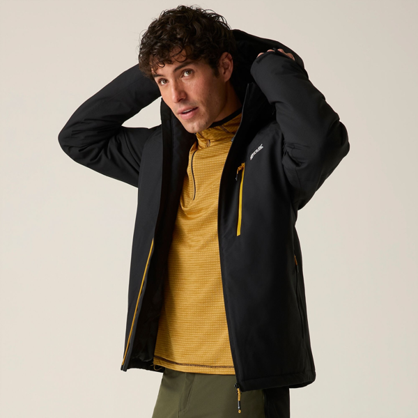 Regatta Mens Highton Two Tone Waterproof Stretch Insulated Jacket - Black/Sunset