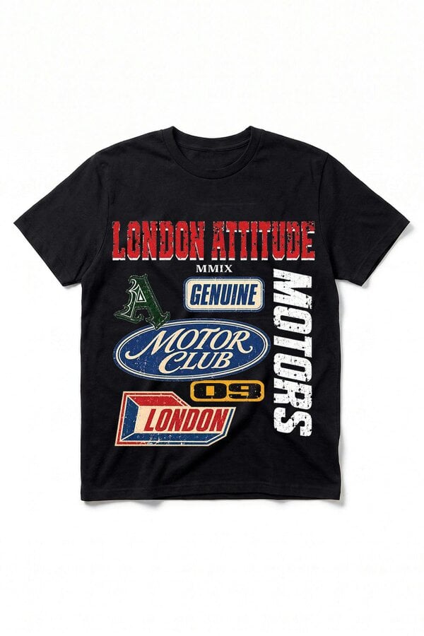 London Attitude Oversized Heavyweight Vintage Racing T-Shirt