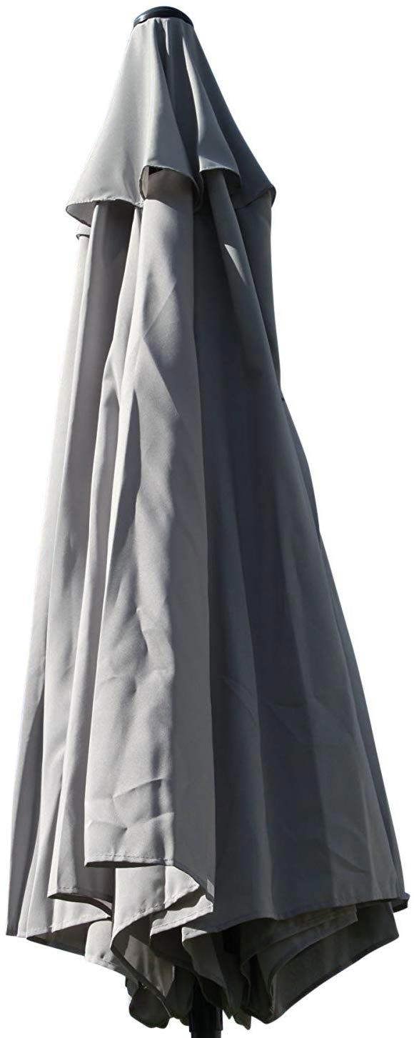 The Garden Marketplace 2.7m Wide Grey Garden Parasol Umbrella with Tilt and Crank, 180g Fade Resistant Polyester Canopy with Wind Vent