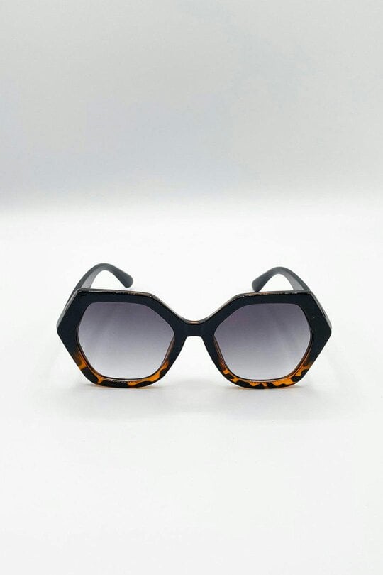 SVNX Oversized Rounded Angular Sunglasses In Tortoiseshell
