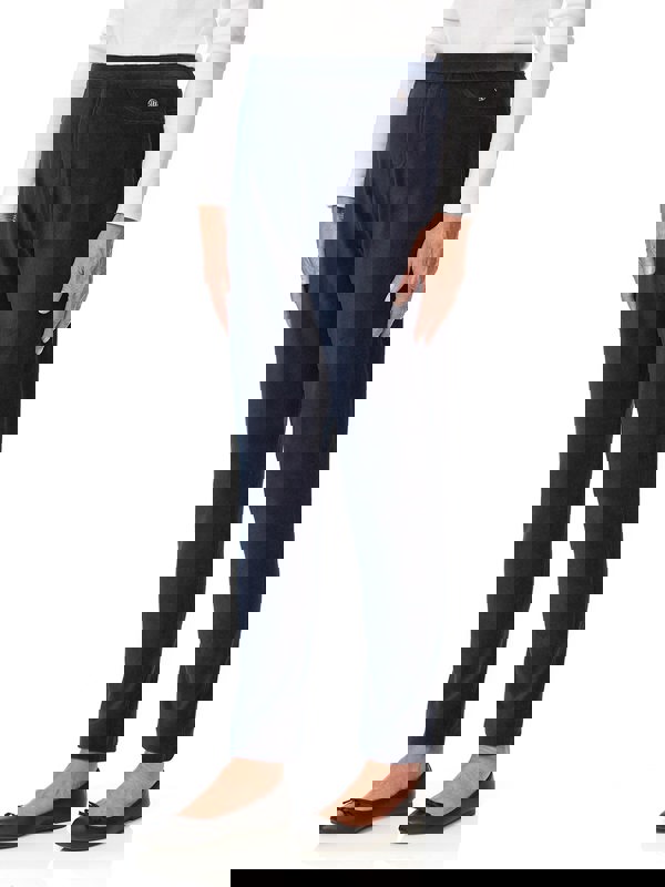 PennyPlain Ribbed Velour Trousers - Navy Short