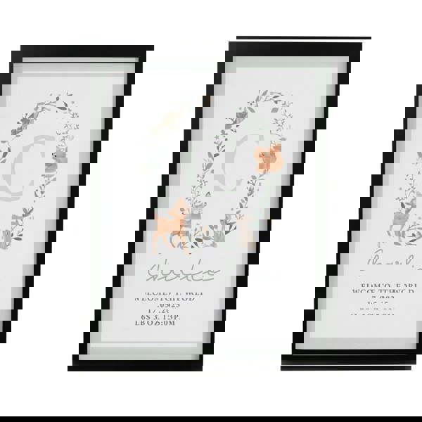Personalised Memento Company Personalised Woodland Initial Black Poster Frame