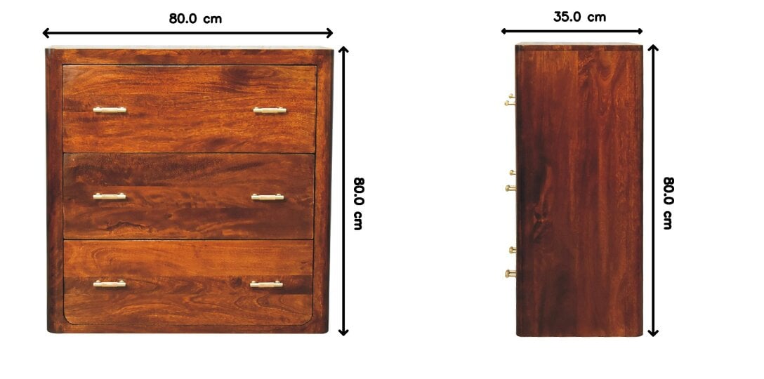 Artisan Furniture Solid Wood Luca Chest of Drawers, 3 Drawers, Brown