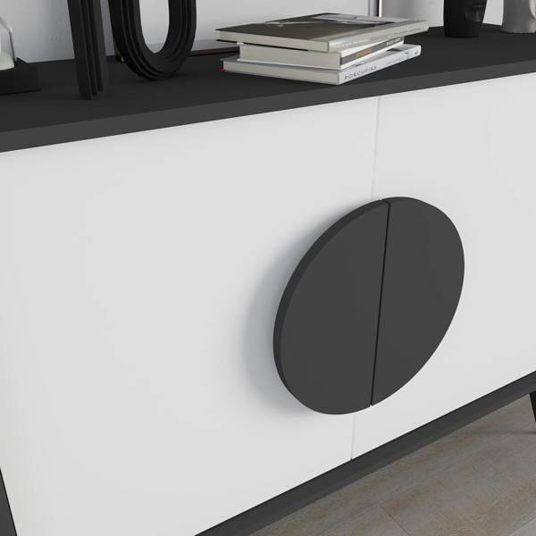 Decortie Gora Sideboard Modern Storage Cabinet with 2 Pull-open Doors Metal Legs 110cm Width