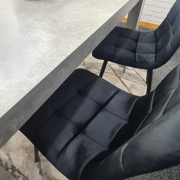 Kosy Koala Modern Grey Dining Table Set with 2 Black Velvet Chairs And 1 Bench ? Dining Room Furniture