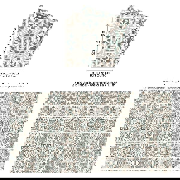 WALPLUS WT1598 - Vintage Victorian Wall Tile Stickers - 15 cm x 15 cm - 24 pcs