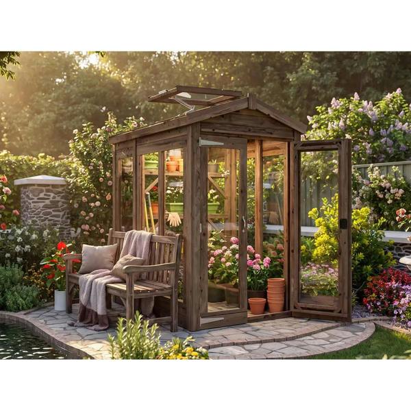 Dunster House Growzilla Wooden Greenhouse W1.2m x D1.8m / W4' x D6' with 4mm Glass and Automatic Vent Opener