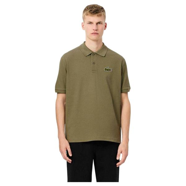 Lacoste Mens L.12.12 Embroidered Logo Loose Fit Polo Shirt - Khaki Green - 
