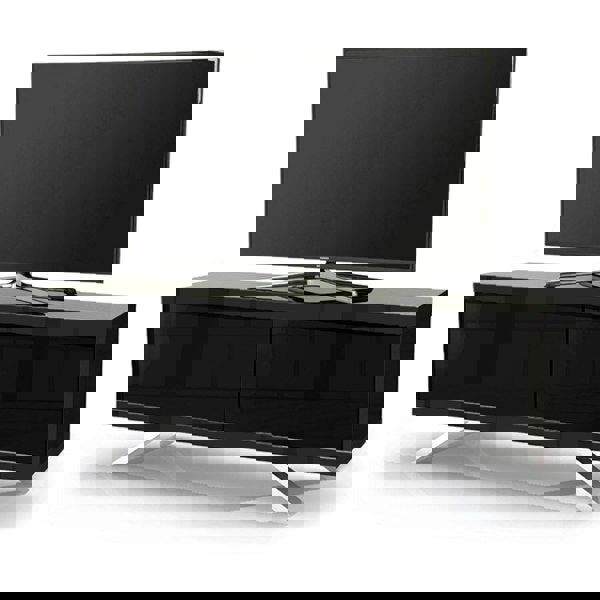 MDA Designs TUCANA 1200 HYBRID Black TV Stand BeamThru Remote-Friendly Doors up to 60" Flat Screen TV Multimedia Cabinet